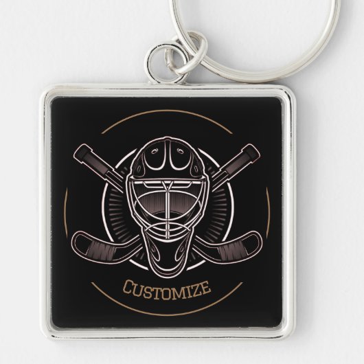 Porte-clés Masque de gardien noir et or (Devant)