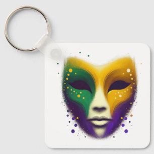 Porte-clés Masque de Mardi Gras jaune violet vert