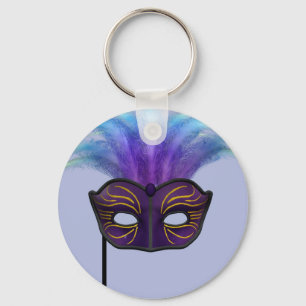 Porte-clés Masque de mascarade violet pour la fête du carnava