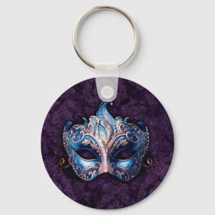 Porte-clés Masque de masquerade bleu élégant