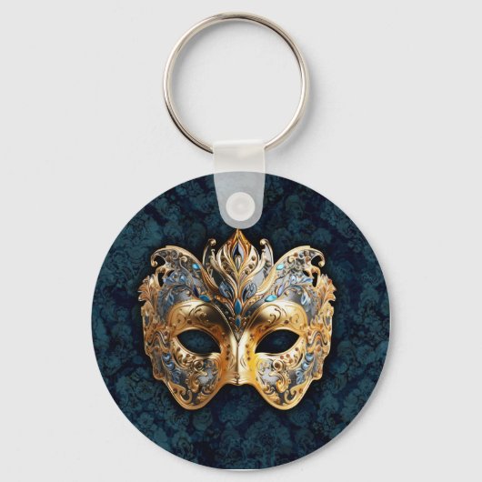 Porte-clés Masque de masquerade orné d'or et d'argent (Recto)