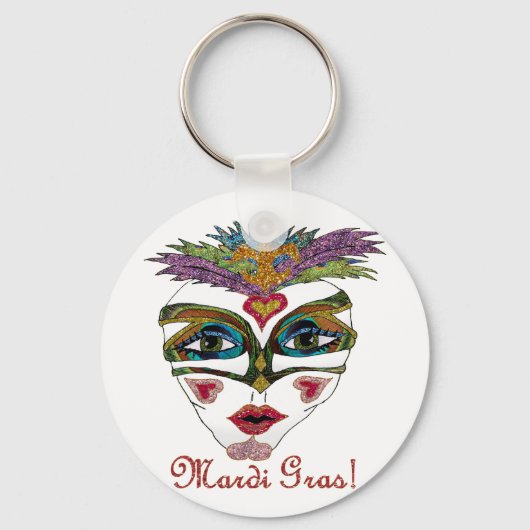Porte-clés Masque de plumes de Parties scintillant Mardi Gras (Recto)