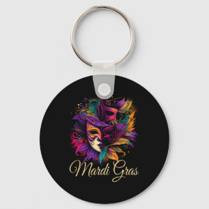 Porte-clés Masque de plumes de perles de Mardi Gras