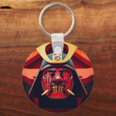 Porte-clés Masque de samouraï anime rouge (Recto)