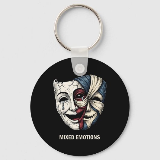Porte-clés Masque d'émotions mixtes Dark Aesthetic Goth Graph (Recto)