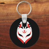 Porte-clés Masque japonais Kitsune Fox sur noir (Recto)