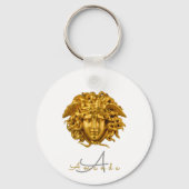 Porte-clés Masque Medusa Or Chic Monogramme Blanc (Recto)