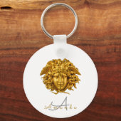 Porte-clés Masque Medusa Or Chic Monogramme Blanc (Verso)