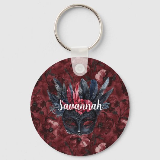 Porte-clés Masque rouge bordeaux noir (Recto)