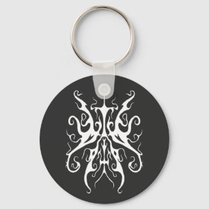 Porte-clés Masque Tribal Blanc Élégant Design Abstrait