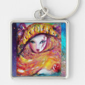 PORTE-CLÉS MASQUÉRADE VÉNÉTIENNE - MASQUE EN JAUNE (Devant)