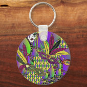Porte-clés Masques à plumes de Mardi Gras psychédéliques (Recto)