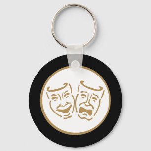 Porte-clés Masques de théâtre (blanc et or)