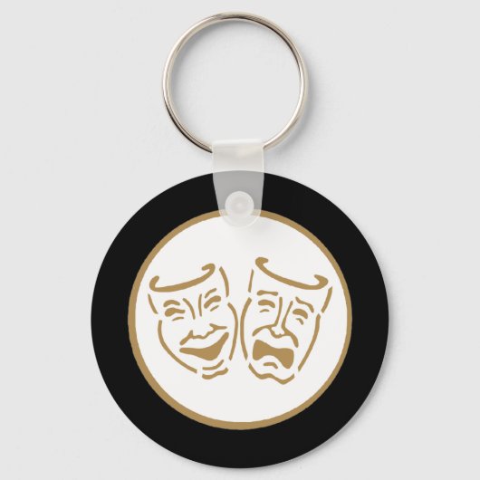 Porte-clés Masques de théâtre (blanc et or) (Recto)