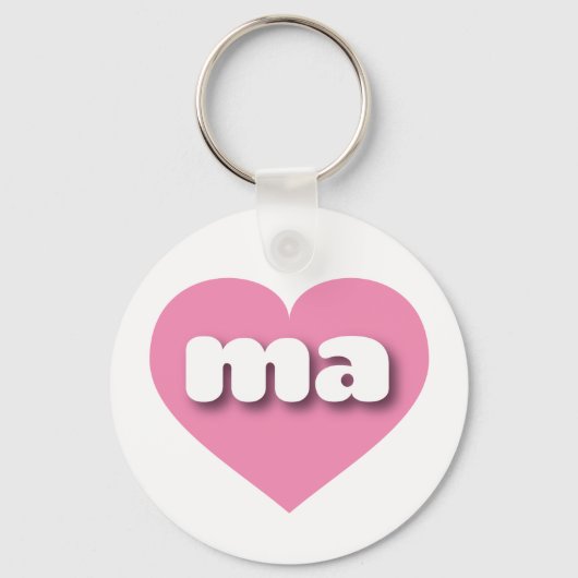 Porte-clés Massachusetts Coeur rose - I love ma (Recto)