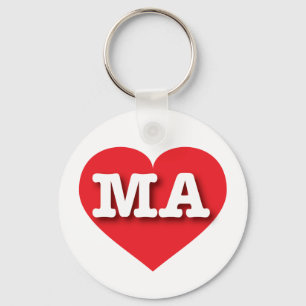 Porte-clés Massachusetts Coeur rouge - J'aime MA