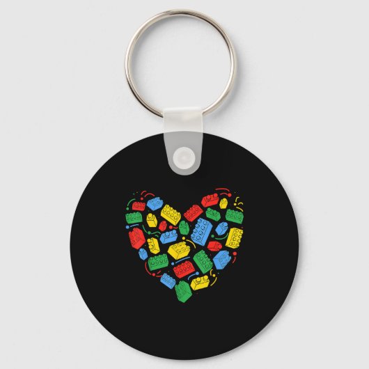 Porte-clés Master Builder Block Brick Building Heart Valentin (Recto)