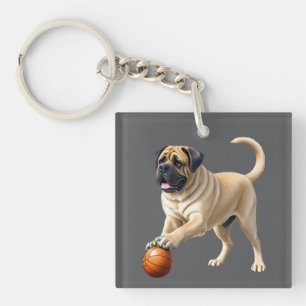 Porte-clés Mastiff Dogue Anglaise avec ballon en vacances