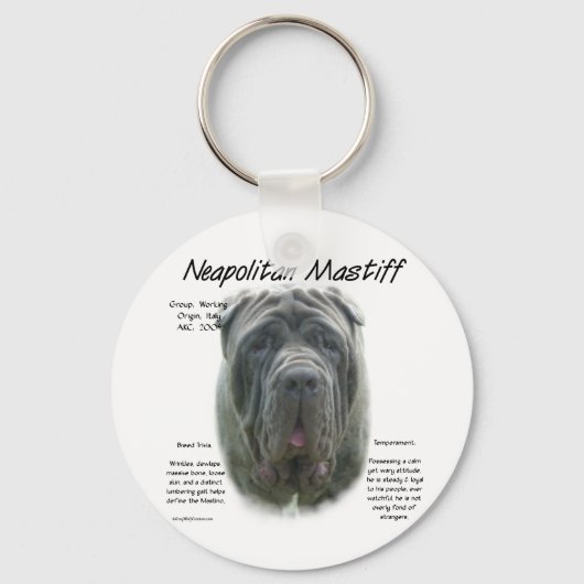 Porte-clés Mastiff napolitain (gris) (Recto)