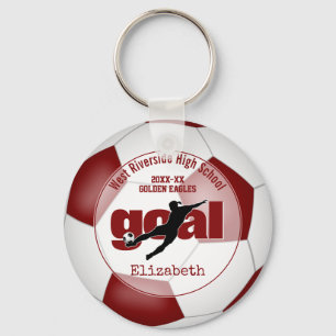 Porte-clés match de football blanc de maroon esprit d'équipe 