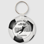 Porte-clés match de football noir blanc esprit d'équipe fille (Recto)