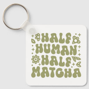 Porte-clés Matcha lata drôle citations vert floral esthétique