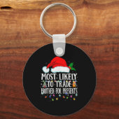 Porte-clés Matching Christmas Pjs Most Likely To Trade Brothe (Recto)