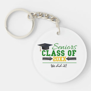 Porte-clés Matériel de remise des diplômes vert et jaune