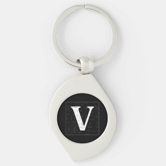 Porte-clés Math Monogramme - Lettre V (Devant)