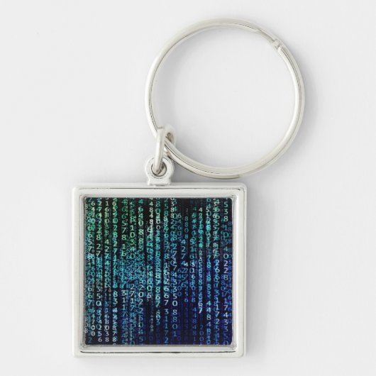 Porte-clés Matrice de technologie Code binaire bleu vert (Devant)