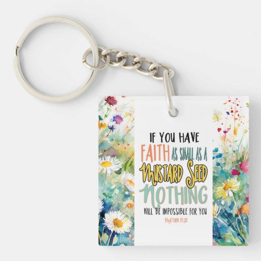 Porte-clés Matthieu 17:20 La foi comme un Verset de la Bible (Devant)