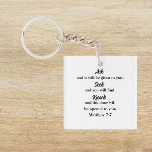 Porte-clés Matthieu 7:7 Bible Verse Christian