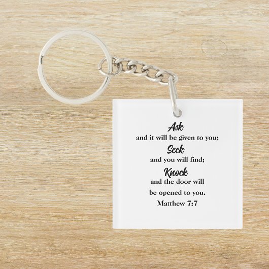 Porte-clés Matthieu 7:7 Bible Verse Christian