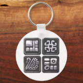 Porte-clés Maya Glyphs noir et argent (Recto)