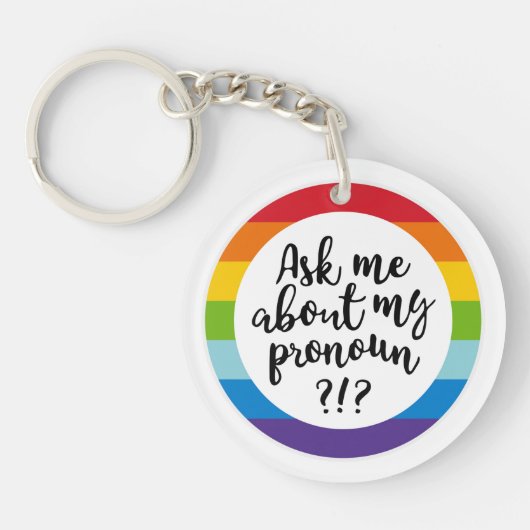 Porte-clés Me Demandez-Moi Mon Pronoun ? (Devant)