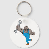 Porte-clés Mécanicien Gorille Tenant une Clé (Recto)