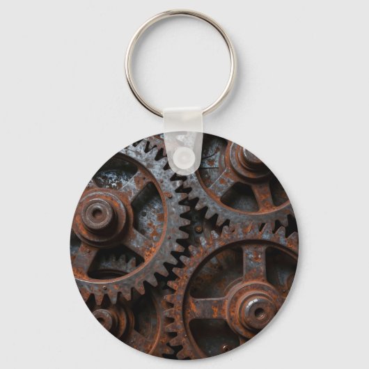 Porte-clés Mécanisme Industriel Rouillé (Recto)