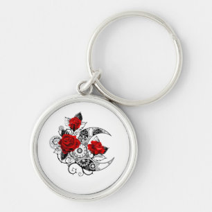 Porte-clés Mechanical Crescent with Red Roses