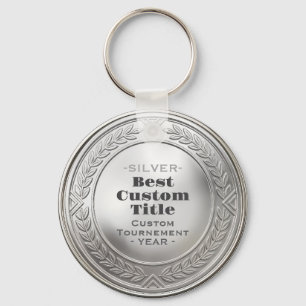 Porte-clés Médaille d'argent réaliste 3D personnalisable et m