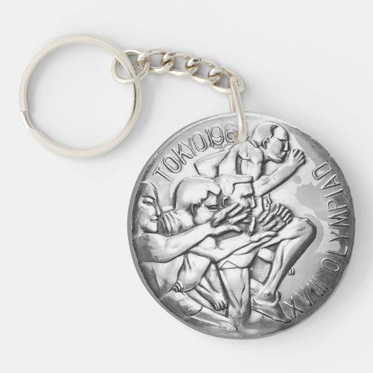 Porte-clés Médaille d'argent stérile Jeux olympiques de Tokyo (Devant)