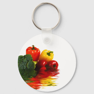 Porte-clés Médaille de légumes sur blanc