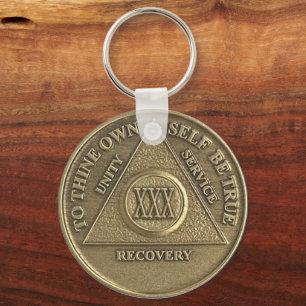 Porte-clés Médaille de Sobriété de 30 Ans NOM PERSONNALISÉ