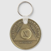 Porte-clés Médaille de Sobriété sur mesure de 10 ans NOM PERS (Recto)