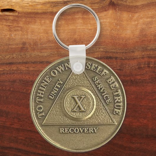 Porte-clés Médaille de Sobriété sur mesure de 10 ans NOM PERS (Recto)