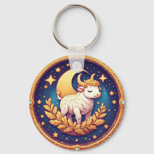 Porte-clés Médaillon d'art lunaire fantaisiste représentant u