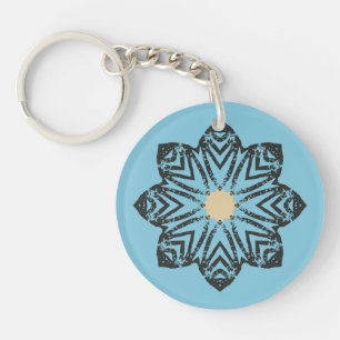 Porte-clés Médaillon floral géométrique en détresse