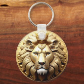 Porte-clés Médaillon Lion D'Or Avec Couronne (Recto)