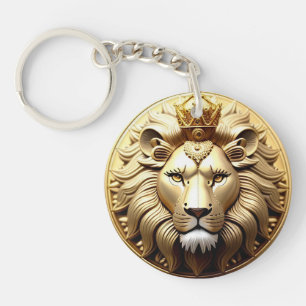 Porte-clés Médaillon Lion d'Or avec Couronne