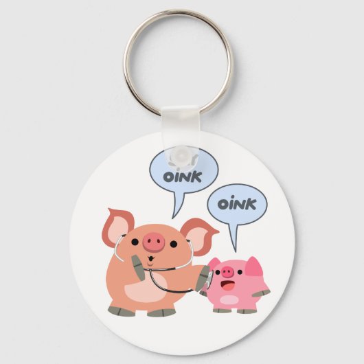 Porte-clés Médecin et patient du cochon de dessin mignon (Recto)