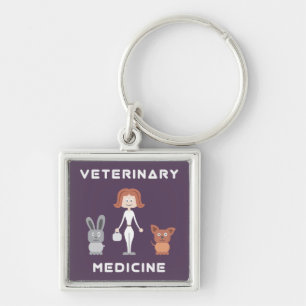 Porte-clés Médecine vétérinaire femelle de bande dessinée